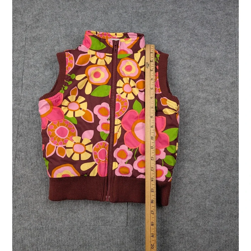 Hanna Andersson Puffer Vest Girls 5 110 Floral Retro Full Zip Y2K 70s Whimsical